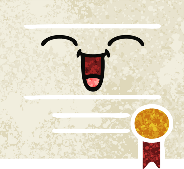 Bir insan tarafından çizilmiş mezuniyet diplomasının retro çizim tarzı karikatürü.