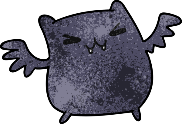 Bir insan tarafından çizilmiş kawaii sevimli yarasasının desenli çizimi