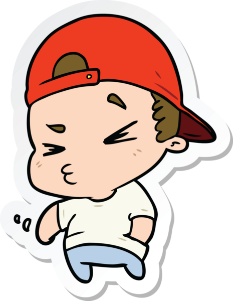 Bir insan tarafından çizilmiş havalı bir çocuğun çıkartması.