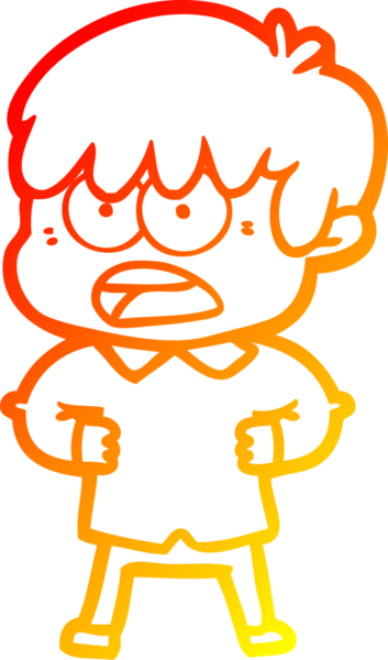 Bir insan tarafından çizilmiş endişeli bir çizgi film çocuğu çizimi.