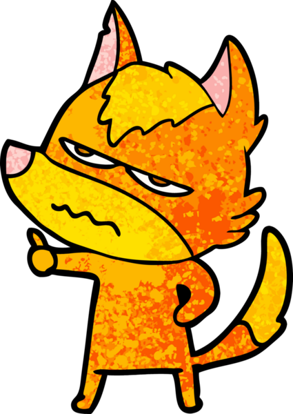 Bir insan tarafından çizilmiş kızgın tilki çizgi film karakteri