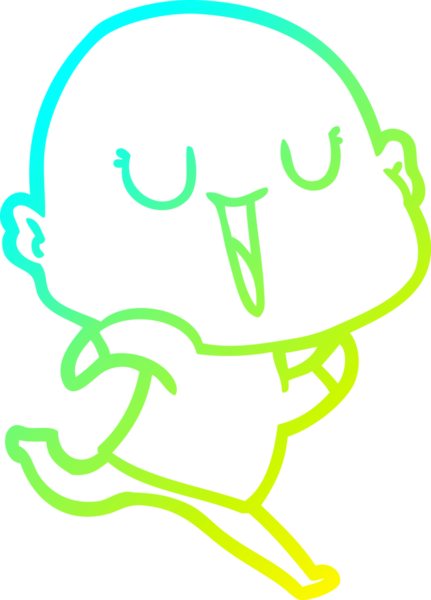 Bir insan tarafından çizilmiş, mutlu, kel bir adamın çizdiği soğuk çizgi.