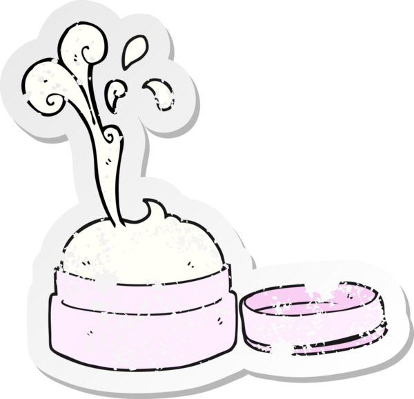 Bir insanın çizdiği karikatür yüz kreminin gerilimli retro yapıştırması.