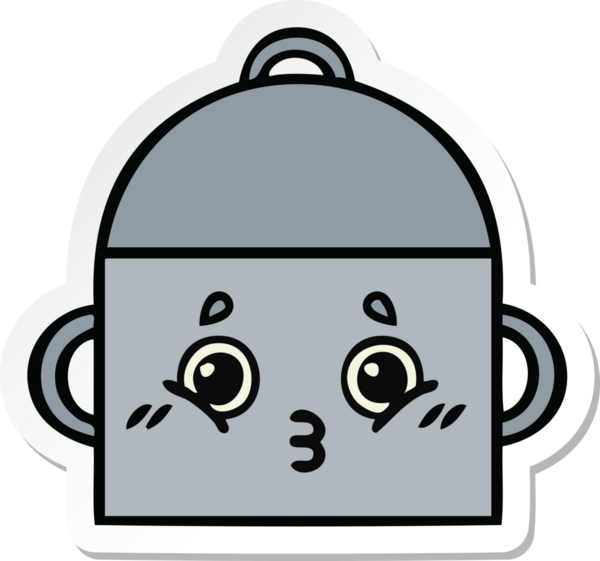 Bir insan tarafından çizilmiş şirin bir yemek pişirme kabının çıkartması.