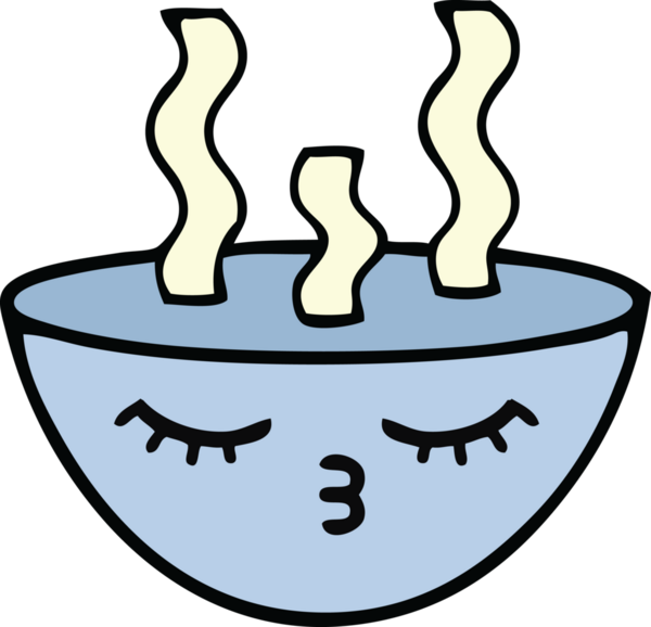 Bir insan tarafından çizilmiş sıcak çorba karikatürü.