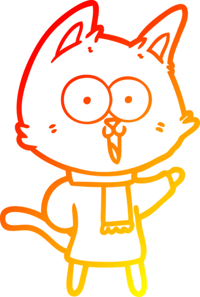 Bir insan tarafından çizilmiş komik bir çizgi film kedisinin sıcak çizgi çizimi