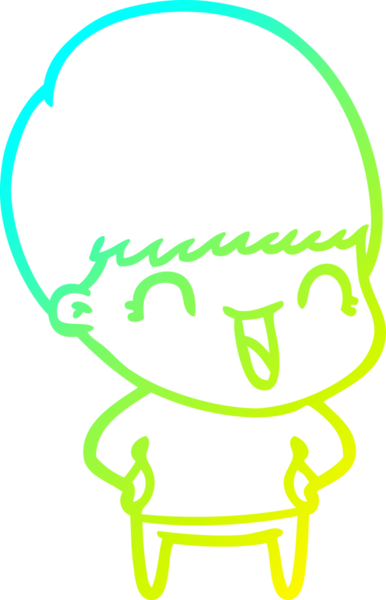 Bir insan tarafından çizilmiş mutlu çizgi film çocuğu çizimi.