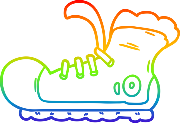 gökkuşağı gradyan çizgisi bir insan tarafından çizilmiş bir spor ayakkabısı çizimi