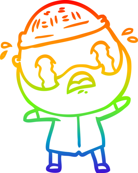 Bir insan tarafından çizilmiş ağlayan sakallı bir adamın çizimi.