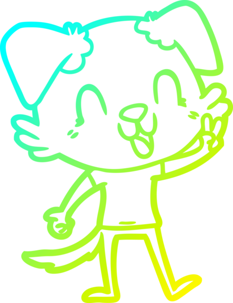 Bir insan tarafından çizilmiş gülen çizgi film köpeğinin soğuk çizgisi.