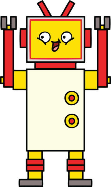 Bir insan tarafından çizilmiş sevimli bir robot karikatürü.