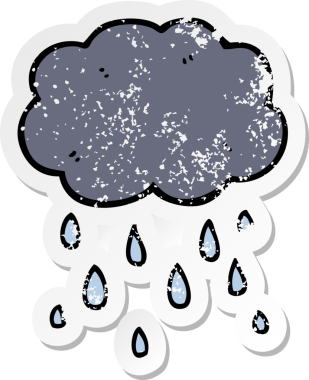 Bir insan tarafından çizilmiş karikatür bulutunun sıkıntılı çıkartması.