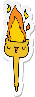 Bir insan tarafından çizilmiş yanan bir meşalenin çıkartması.