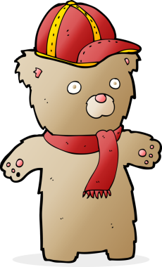 Bir insan tarafından çizilmiş şapkalı çizgi film ayısı.