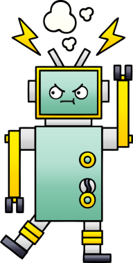 Bir insan tarafından çizilmiş bir robotun gölgelenmiş çizimi