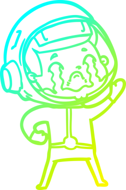 Bir insan tarafından çizilmiş ağlayan astronot çizgi filmi.