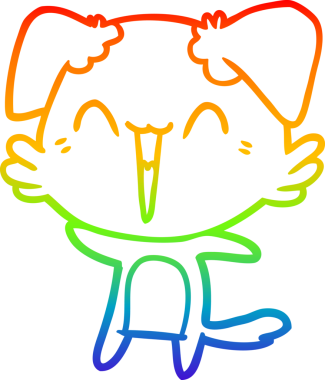 gökkuşağı gradyan çizimi bir insan tarafından çizilmiş mutlu küçük bir köpek çizgi filmi