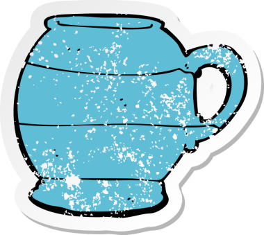 Bir insan tarafından çizilmiş eski tarz bir karikatürün gerilimli çıkartması.