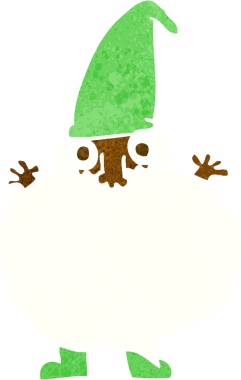 bir insan tarafından çizilmiş küçük bir Noel Baba çizgi filmi