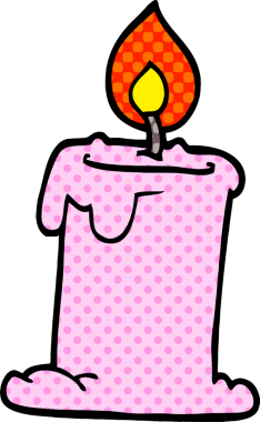 Bir insan tarafından çizilmiş karikatür yanan mum.