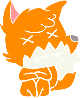 Bir insan tarafından çizilmiş düz renk çizgi film ölü tilki