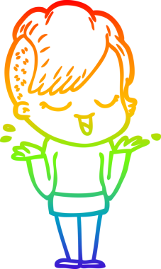 gökkuşağı gradyan çizimi mutlu bir çizgi film kızı bir insan tarafından çizildi