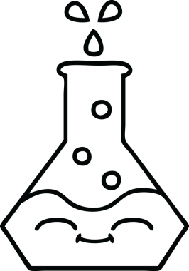 Bir insan tarafından çizilmiş bir bilim şişesinin çizgi çizimi.