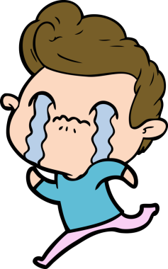 Bir insan tarafından çizilmiş ağlayan çizgi film adamı.