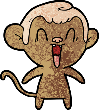 Bir insan tarafından çizilmiş gülen maymun çizgi filmi