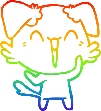 gökkuşağı gradyan çizimi bir insan tarafından çizilmiş mutlu küçük bir köpek çizgi filmi