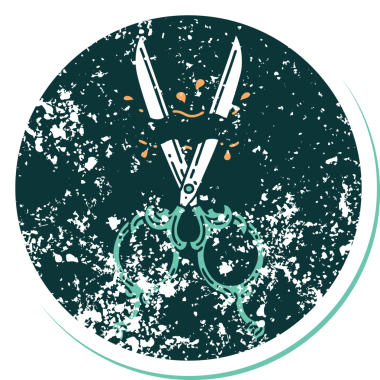 Bir insan tarafından çizilmiş berber makasının sembolik dövmeli görüntüsü