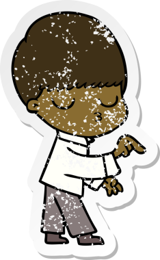 Bir insan tarafından çizilmiş, sıkıntılı bir çizgi film çıkartması.