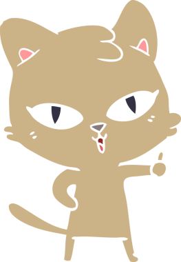 Bir insan tarafından çizilmiş düz renkli çizgi film kedisi