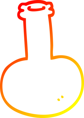 Bir insan tarafından çizilen çizgi film şişesinin sıcak gradyan çizgisi