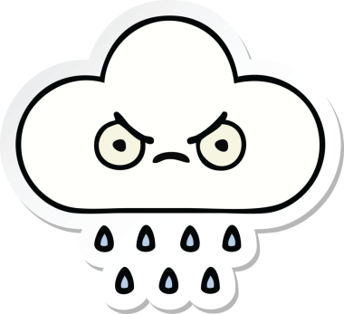 Bir insan tarafından çizilmiş şirin bir yağmur bulutunun çıkartması.