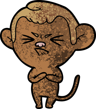 Bir insan tarafından çizilmiş sinir bozucu bir maymun.