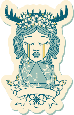 Retro Dövme Tarzı Ağlayan İnsan Druid Bir insan tarafından çizilmiş doğal bir ruloyla