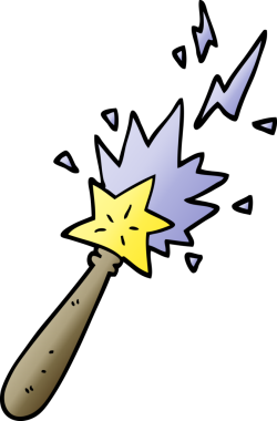 vektör gradyanı çizim sihirli değneği bir insan tarafından çizildi