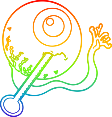 Gökkuşağı gradyan çizgi çizimi Bir insan tarafından çizilmiş hasta göz