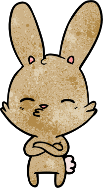 Bir insan tarafından çizilmiş meraklı tavşan çizgi filmi.