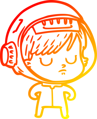 Bir insan tarafından çizilmiş bir astronot kadın çizgi çizimi.