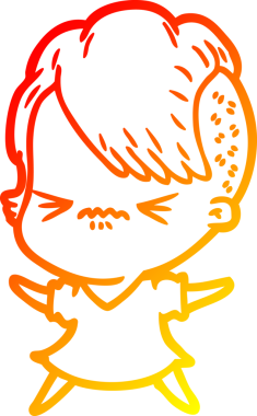 Bir insan tarafından çizilmiş, kızgın bir hipster kızın çizgi çizimi.