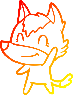 Bir insan tarafından çizilmiş dost canlısı bir kurt çizgi çizimi.