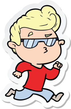 Bir insan tarafından çizilmiş havalı bir adamın çıkartması.