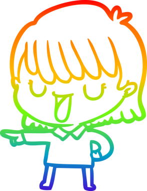 gökkuşağı gradyan çizimi bir insan tarafından çizilmiş bir karikatür kadın