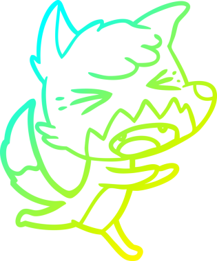 Bir insan tarafından çizilmiş kızgın bir tilkinin soğuk çizgi çizimi.