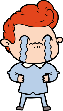 Bir insan tarafından çizilmiş ağlayan çizgi film adamı.