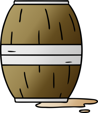 Bir insan tarafından çizilmiş bir şarap fıçısının el çizimi karikatürü.