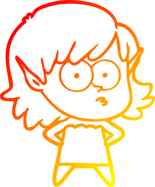 Bir insan tarafından çizilmiş, çizgi film karakteri bir elf kızı çizimi.