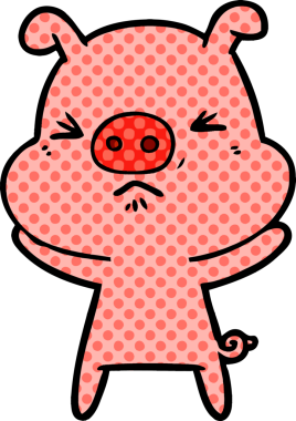 Bir insan tarafından çizilmiş kızgın domuz çizgi filmi.